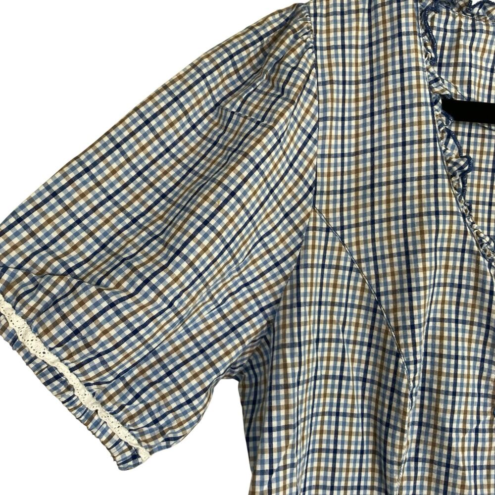 Spieth & Wensky EU 44 Feuerlaune Blue Gingham Trachten Blouse Octoberfest Tyrol - Picture 13 of 16